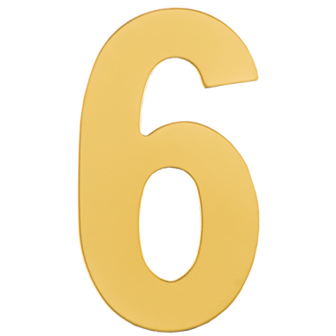 Номер дверной "6" металл золото